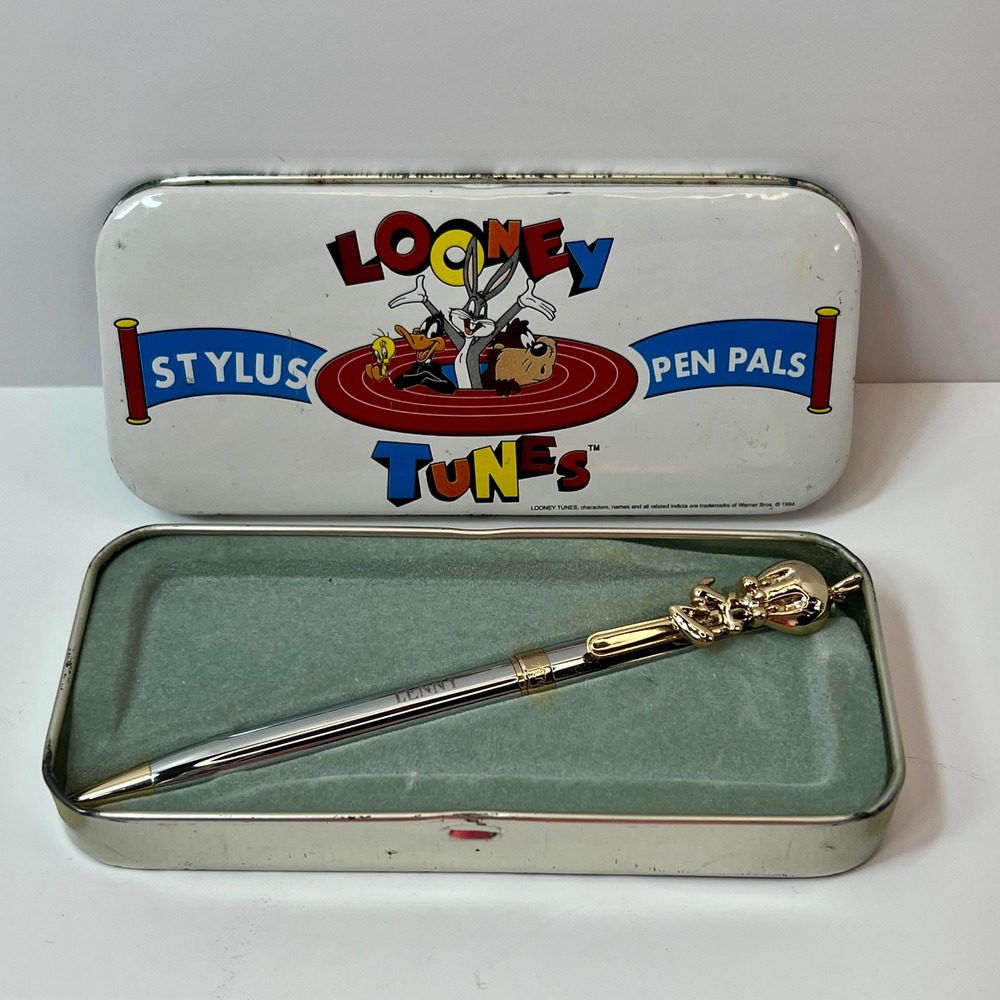Vintage 1994 Looney Tunes Tweety Bird Pen Pals Metal Tin Set Lenny 2806LT